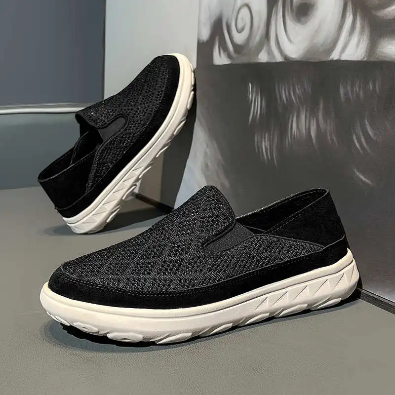 

Мужская обувь на платформе с нескользящей подошвой, летние тканые кроссовки, черные весенние роскошные кроссовки, спортивные кроссовки для спорта и отдыха, легкая атлетика