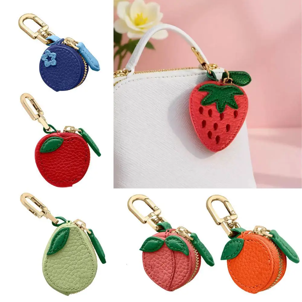 

HOT Creative Cute Fruit Shape Coin Purse Zipper Keychain Fruit Keychain Wallet Korean Style Earphone Bag Women Mini Storage Bag