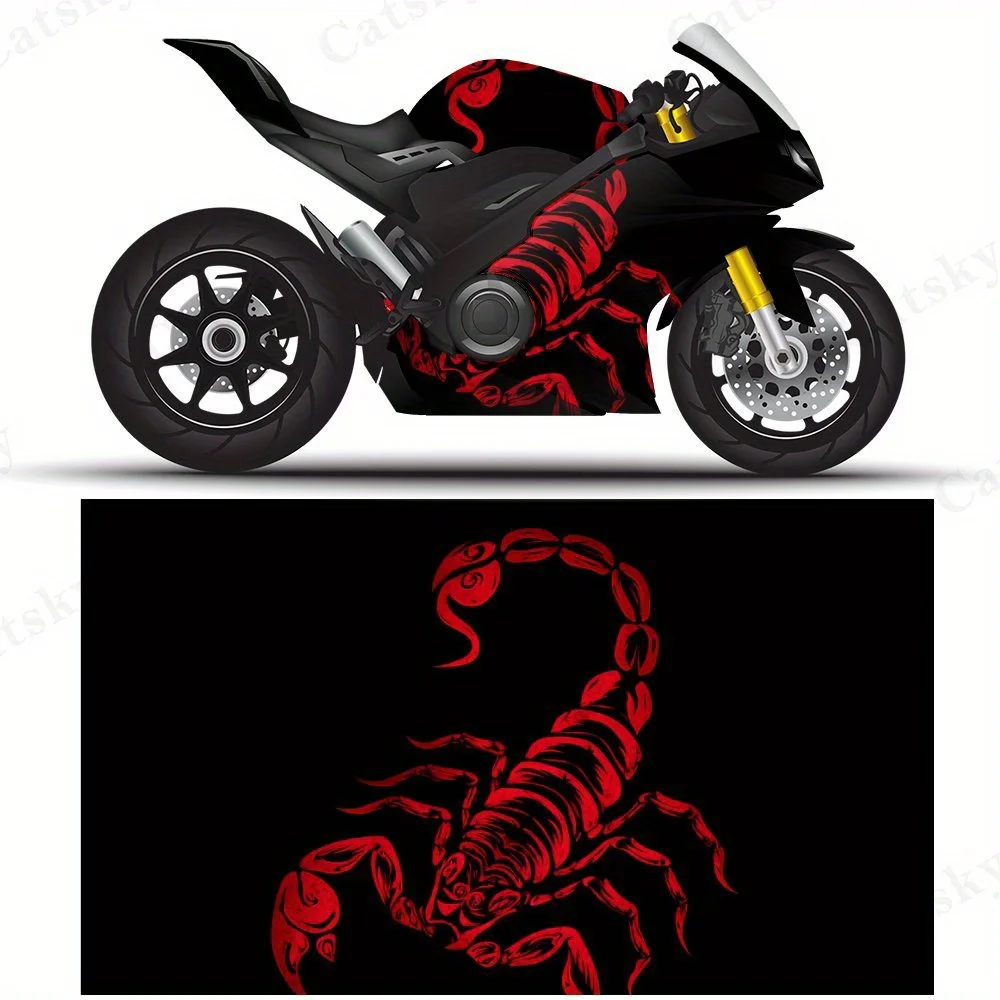 

Scarlet Scorpion Totem Motorcycle Film Stickers, Durable PVC Adhesive Decals for Motorcycle Customization, Weather-Resistant Pro