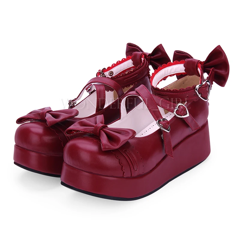 Nowe japońskie buty w stylu Lolita Anime Cosplay buty dziewczyny księżniczka buty damskie buty w/Bowknot Halloween platformy obcasy