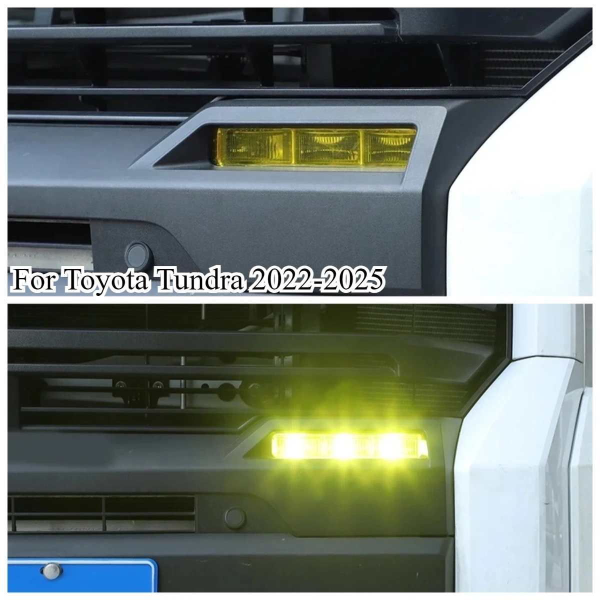 

For Toyota Tundra 2022-2025 PVC Yellow Car Front Fog Lights Lights Film Sticker Trim Car Accessories
