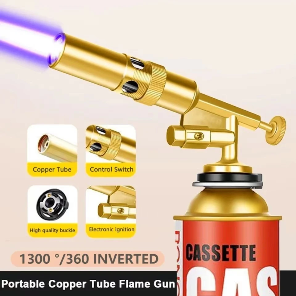 

Portable Copper Welding Gas Torch Flame Gun Butane Burner Outdoor Camping BBQ Kitchen Lighter Welding Equipment Flamethrower