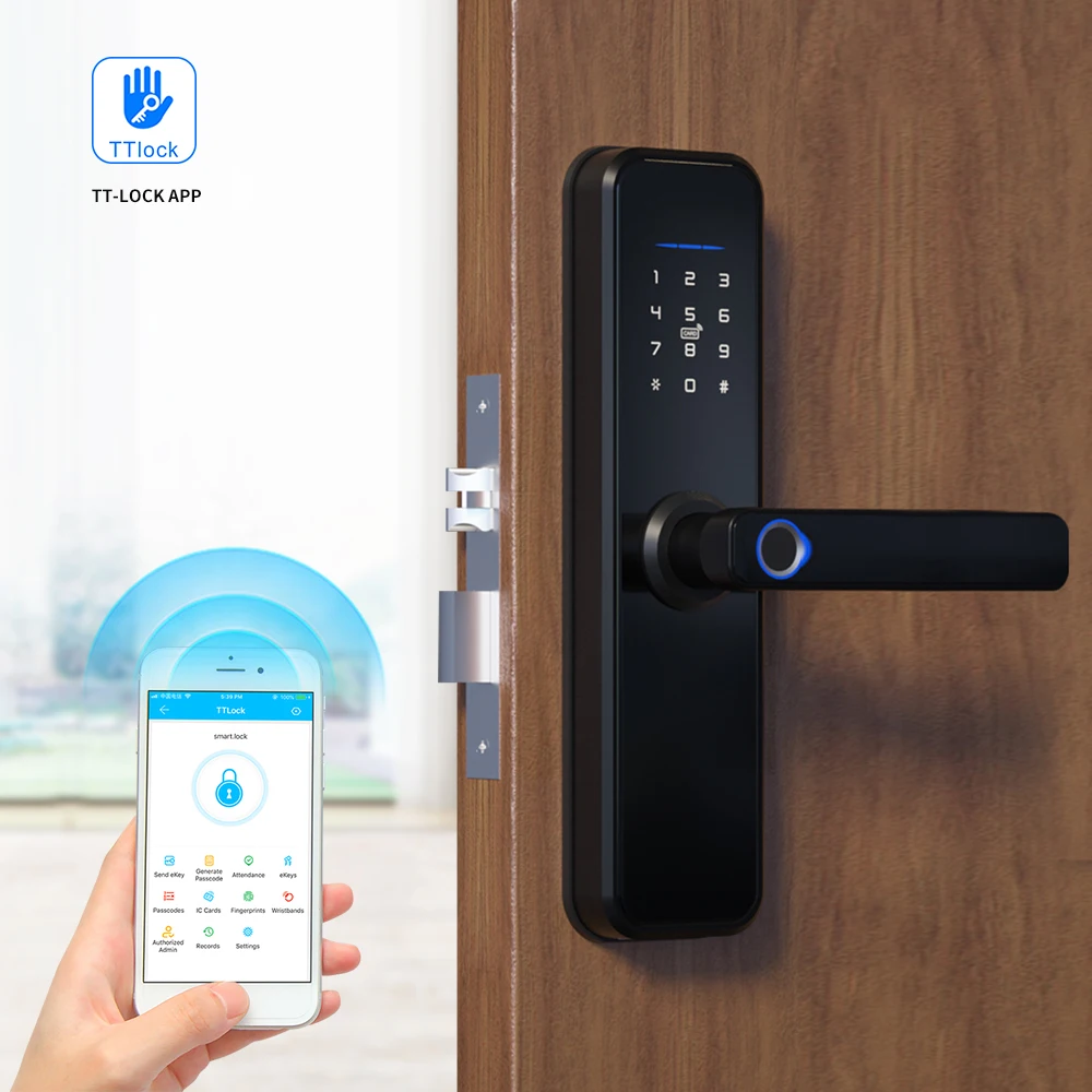 

TTlock BLE App Biometric Fingerprint Lock Smart Door Electronic Code Digital Keyless Remote Password Card Home Apartment