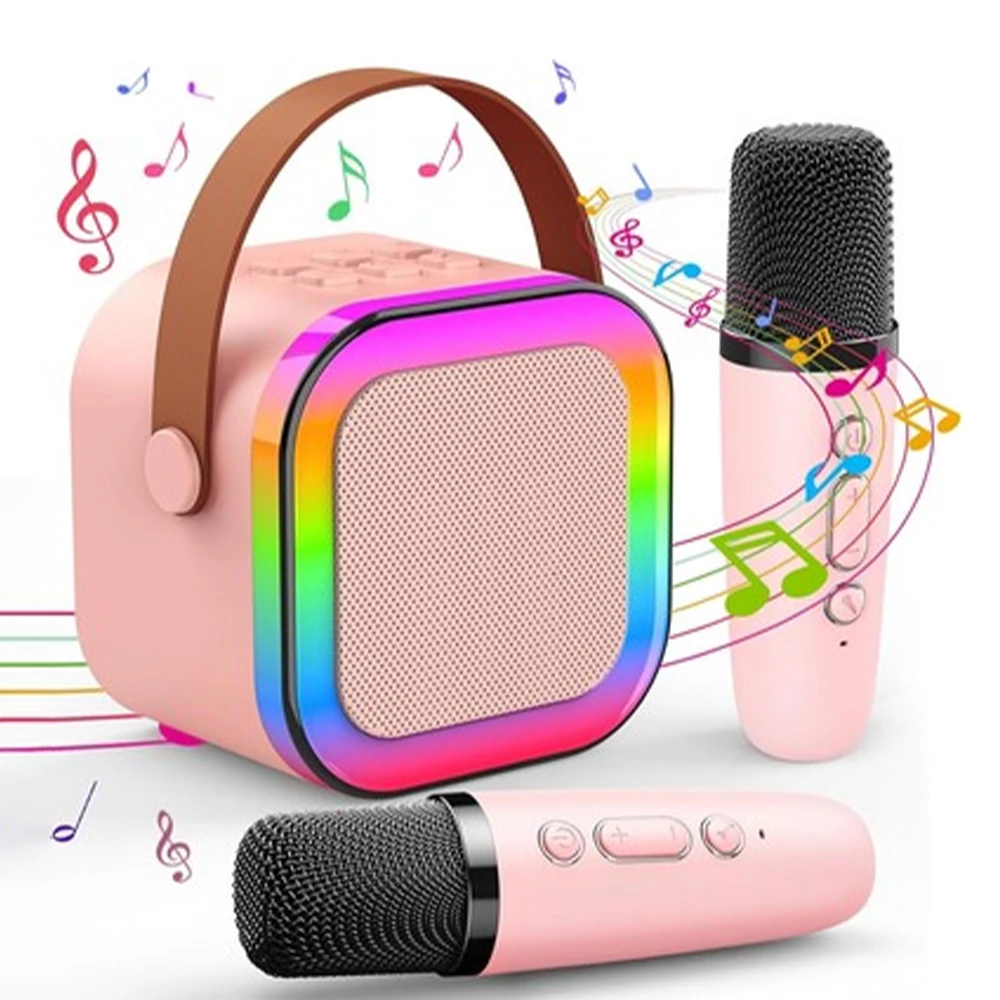 Microfones Duplos Sem Fio Portáteis, Máquina de Karaokê, Sistema HomeKTV DSP, Alto-Falante Bluetooth, Estéreo HIFI, Surround Par