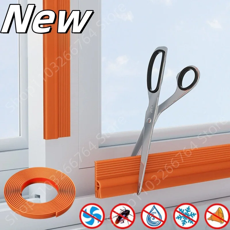 2M New Noise Isolation Sliding Door Window Sealing Strip Windproof Crashproof Weather Stripping TPE Self-adhesive Gap Filling
