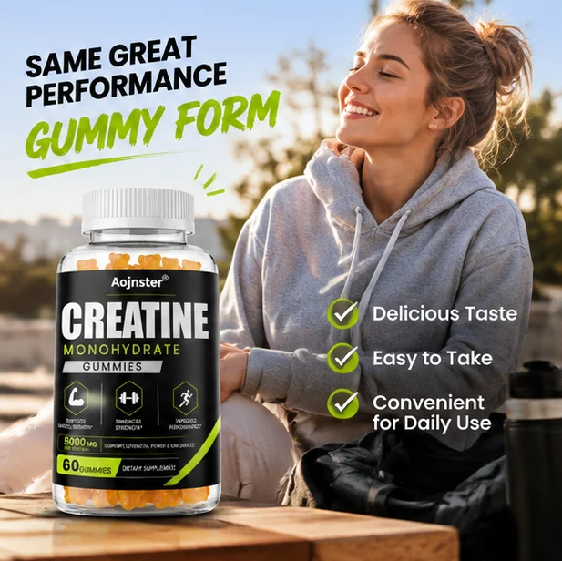 5000mg Creatine Gummies for Athletes, Monohydrate Chews, Boost Training Power & Athletic Performance, 60 Gummies