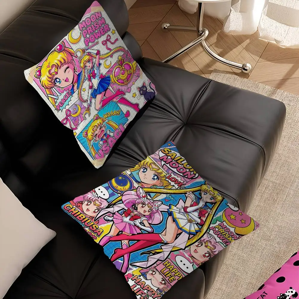 S-Sailores Cute Girl Moon Cushion Cover Polyester Sofa Cushions Decorative Throw Pillows Home Decoration Pillowcover