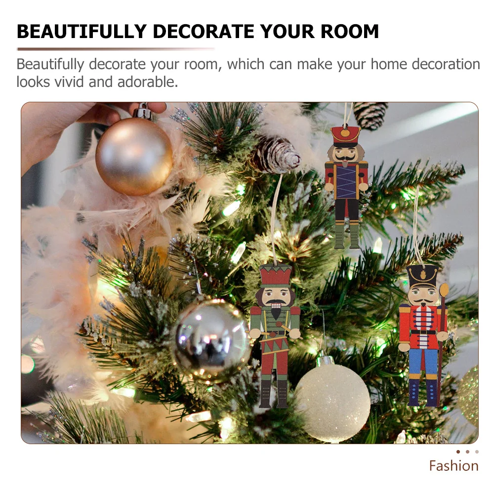 

18pcs Wooden Soldier Pendant Hanging Nutcracker Ornament For Christmas Tree Decor Home Hotel Restaurant Xmas Gift Wood