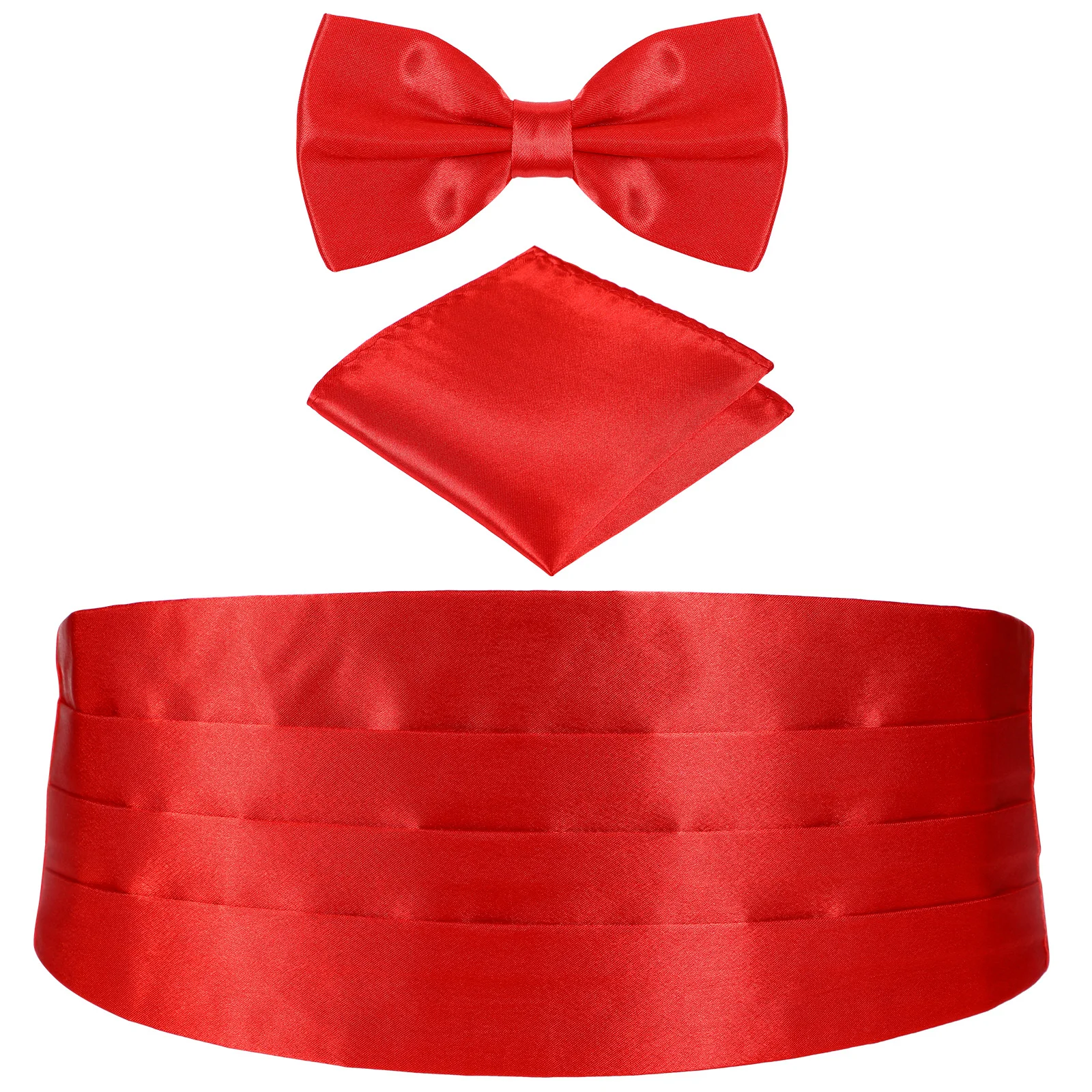 3 Pcs Men Suits Men's Handkerchief Red Cumberbund for Stained Bow Tie Satin Pocket