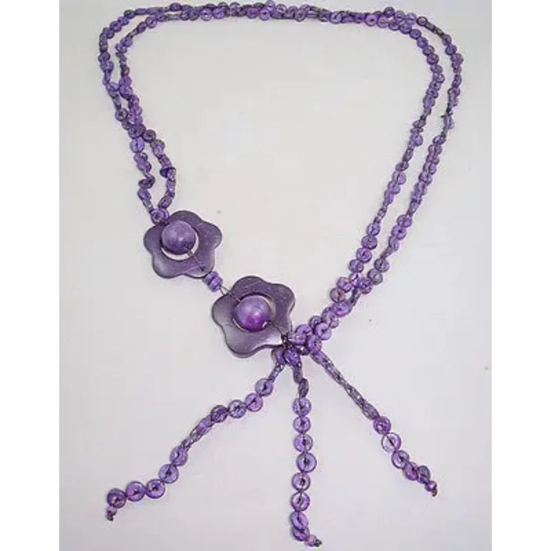 

90cm Length Purple Flower Coconut Shell Necklace