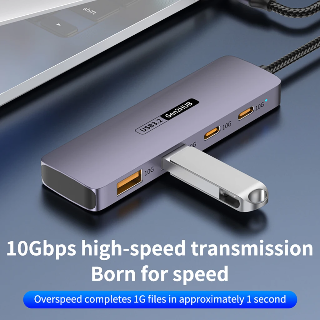 

Многопортовый USB-хаб 4-в-1 Type-C (4C/2C2A) 10 Гбит/с для ноутбуков, планшетов и смартфонов, док-станция USB 3.2 Gen2 с 4 портами USB-C
