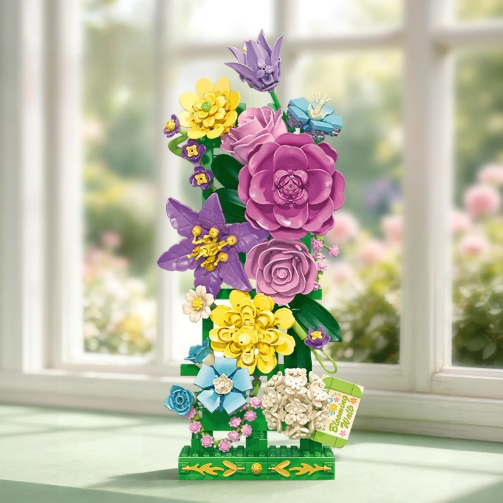 MOC 2026 New Morning Glory Grilles Flower Building Blocks Set Eternal Bouquet Home Decor Plant Idea DIY Toy Adults Birthday Gift