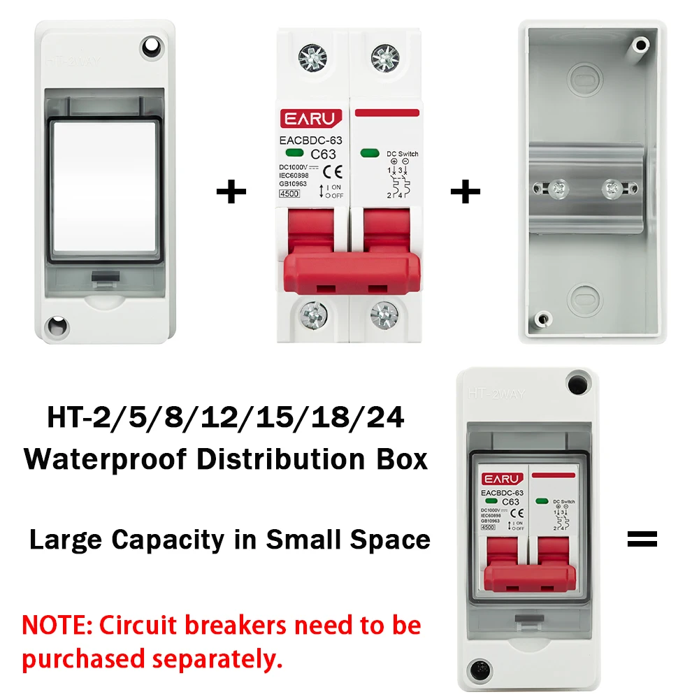 HT 2/5/8/12/15/18/24 WAY Series Junction Box PC Plastic Outdoor Electrical IP65 Waterproof Dustproof Distribution Switch Box