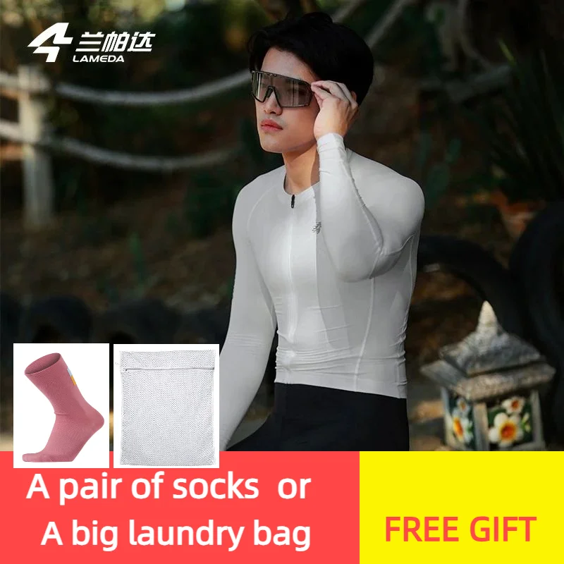 

LAMEDA Мужской велосипедный трикотаж с длинными рукавами, быстросохнущая спортивная одежда с защитой от ультрафиолета для езды на велосипеде, легкая дышащая ткань