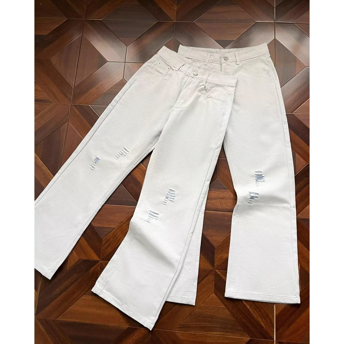 

High Waist Loose Straight Leg White Jeans Slimming Narrow Version Wide Leg Denim Pants Youthful Trendy Casual Loose Fit Jeans