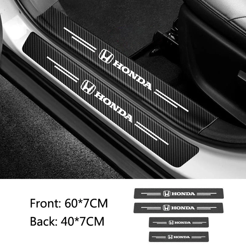 Car Door Sill Threshold Stickers Protector Strips For Honda Civic Accord Fit City Vezel CRV Odyssey Pilot Jazz Prelude Insight