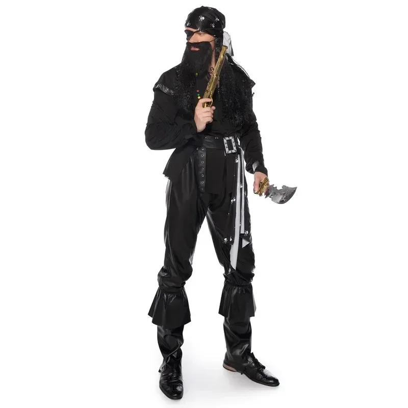 

Halloween Male Captain Jack Sparrow Costume Carnival Performance Caribbean Pirate Cosplay Dress lf[5