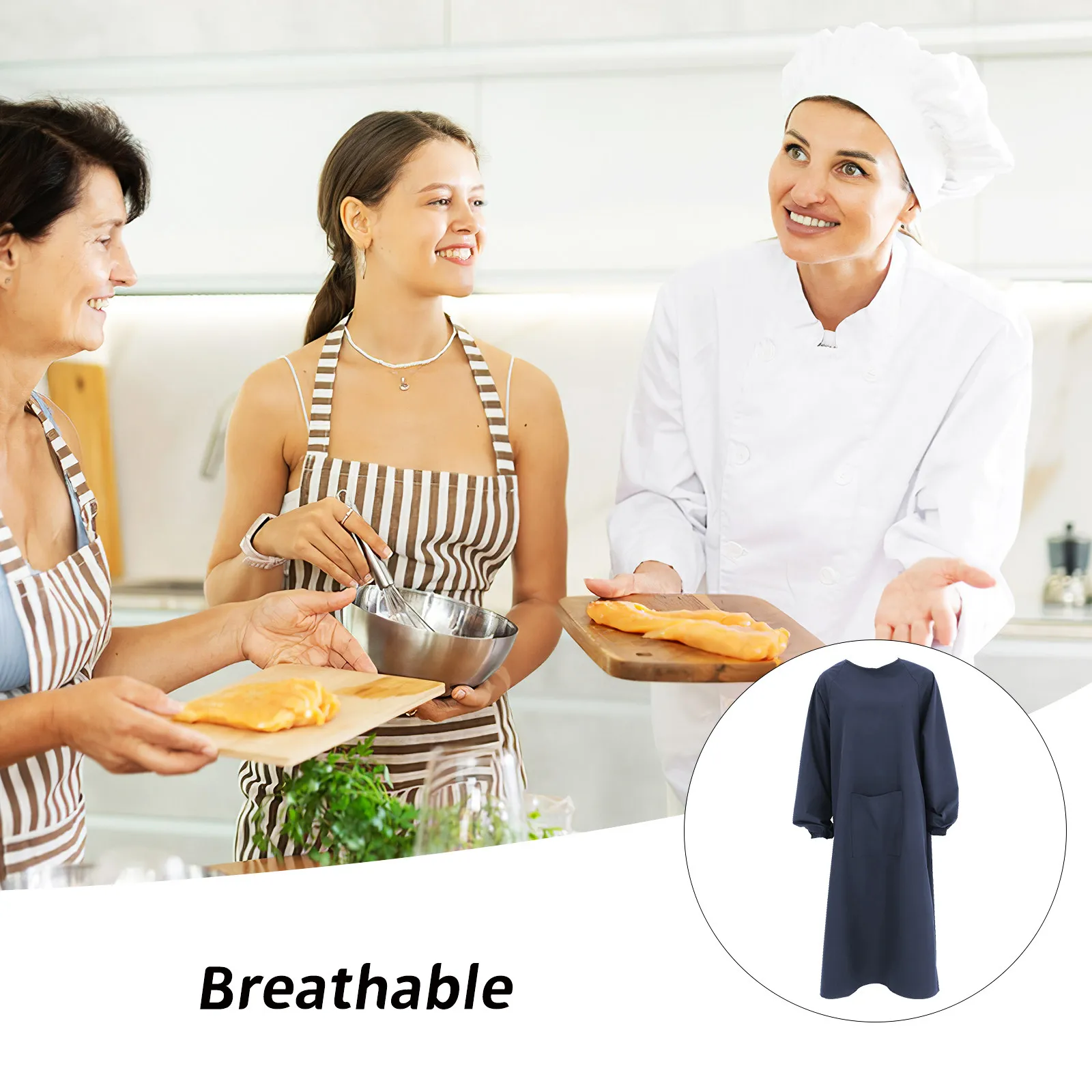 

Breathable Waterproof Oilproof Long Sleeve Apron for Cooking Cleaning Gardening Work Dishwashing Kitchen Protection