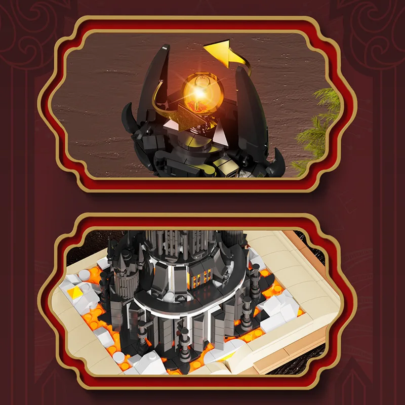 966PCS Torre Nera Libro Magico Building Blocks Castello Magico Scuro Modello di Montaggio Mattoni Con Luci Giocattoli Per Bambini Regali Di Natale