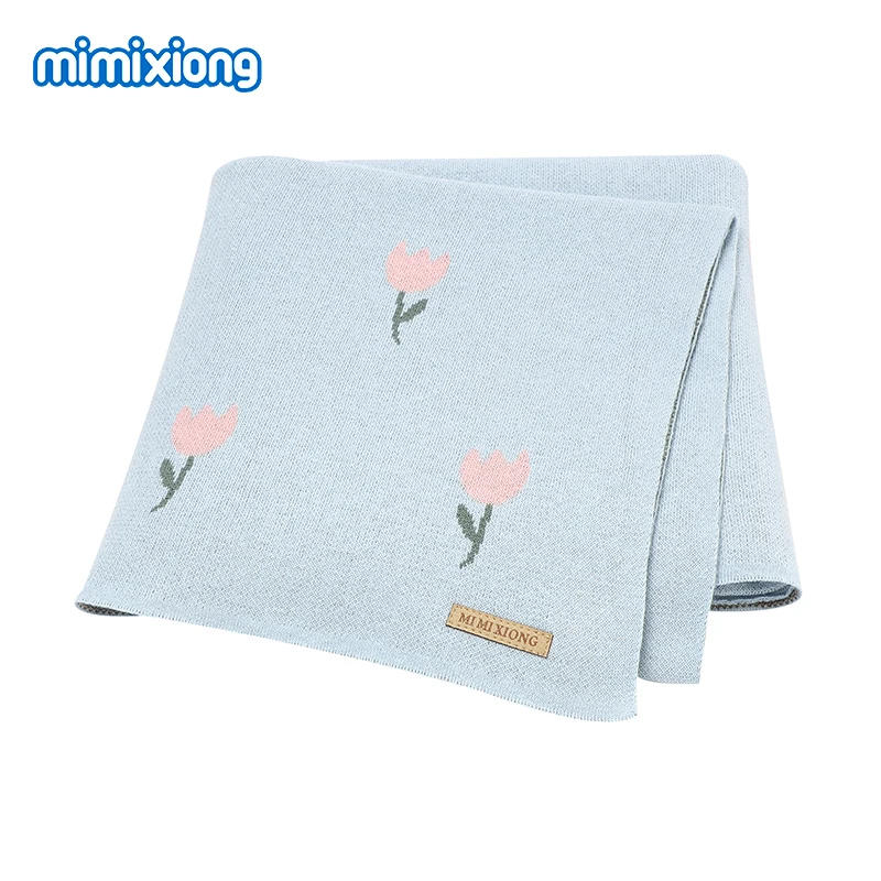 Baby Decken Neugeborenen Baumwolle Swaddle Wrap 100*80cm Floral Gestrickte Infant Jungen Mädchen Krippe Cellular Kleinkind Kinder Erhalt quilts