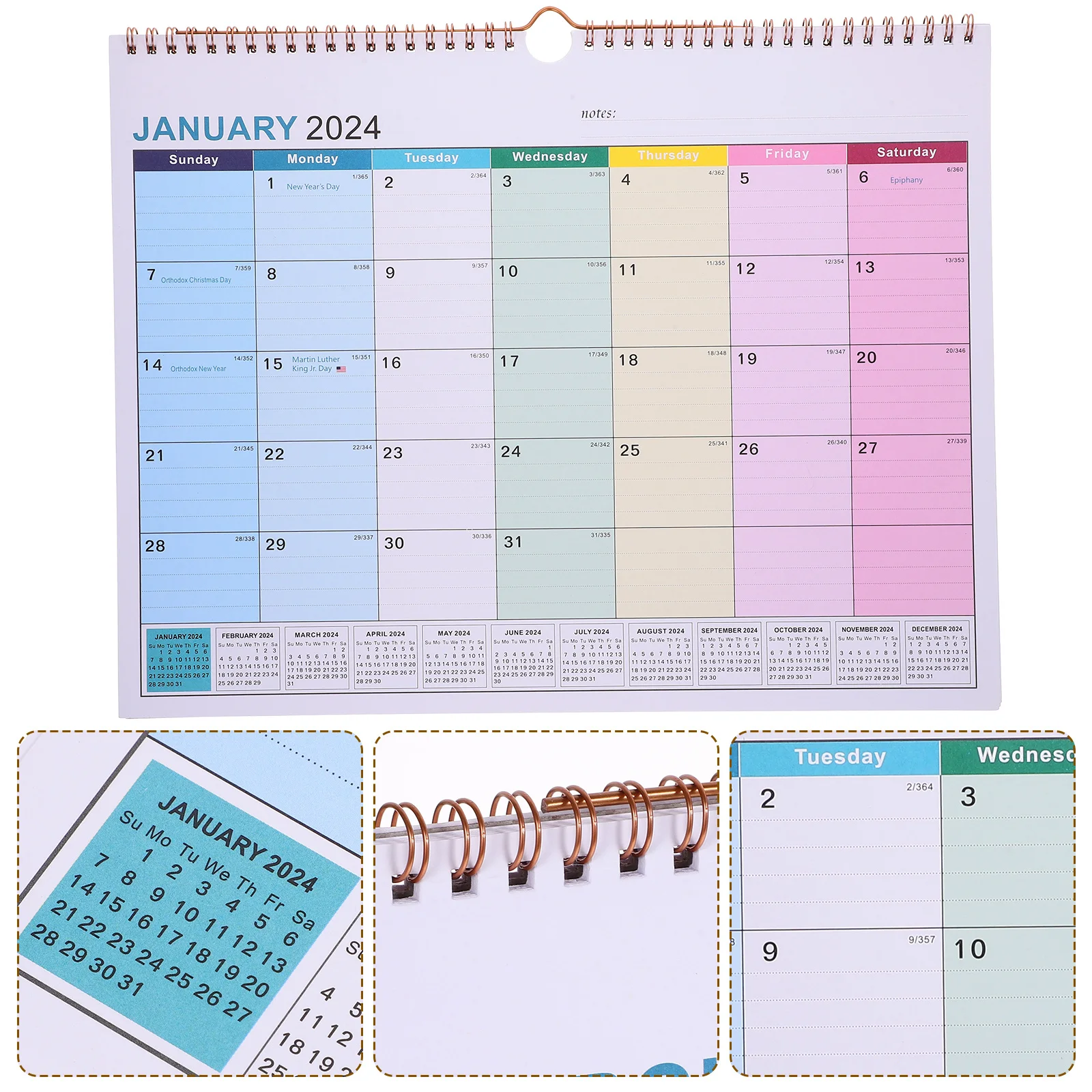 2024-2025 Wall Calendar English Monthly Hanging Calendar Large Size for Home Office Daily Use Holiday Appointment Countdown