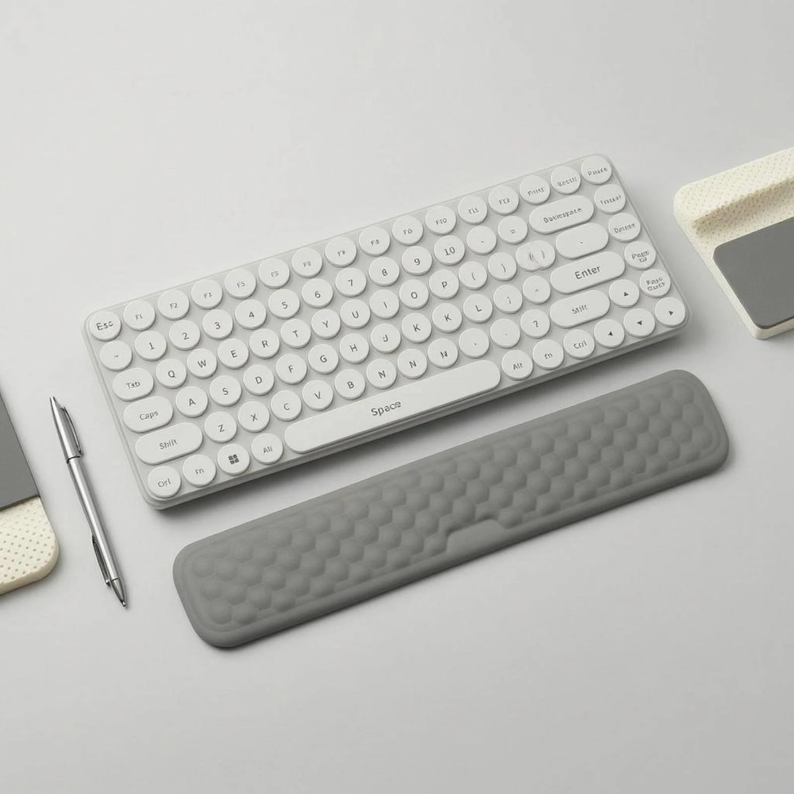 Quilted Keyboard Wrist Rest Leather-Like Memory Foam Wrist Rest Computer Accessory Contoured Cushioned for Office