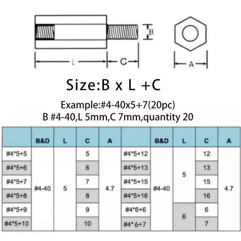 UNC #4-40 Copper/Iron Nickle-plated 304 Stainless Steel Hex Standoff Male-Female Spacer Column Spacer for PCB Board Motherboard
