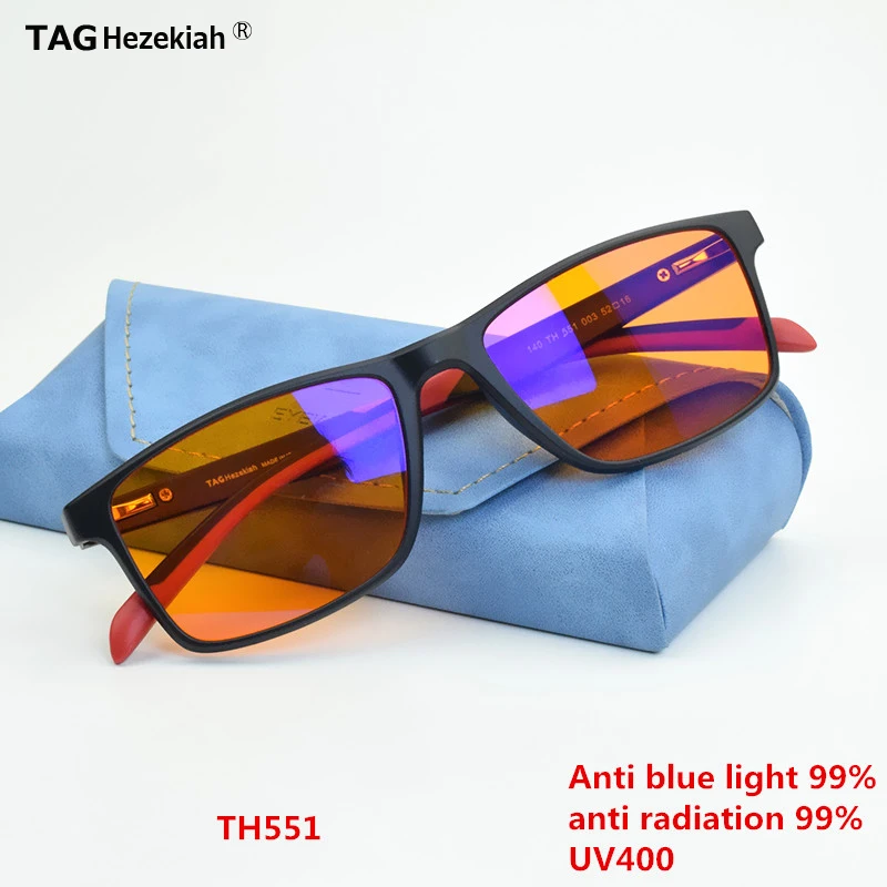 TAG Hezekiah glasses frame men 551 blue light blocking computer glasses Orange Yellow clear lenses eyeglasses UV400 TR90 Eyeweas