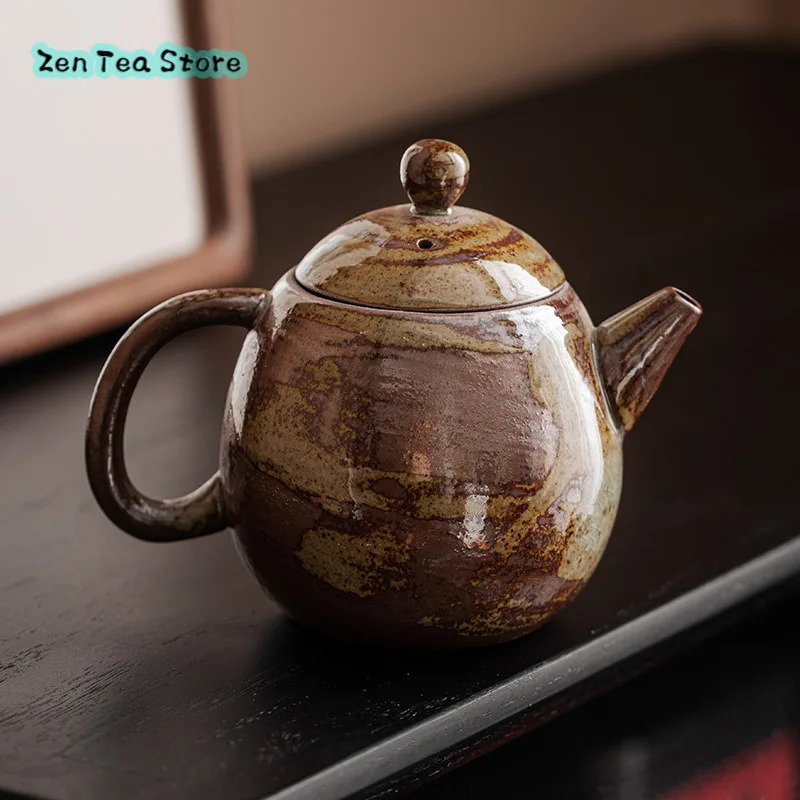 Vintage Handmade Coarse-pottery Teapot For Home Brewing Teapot Kung Fu Tea Set Ceramic Grip Pot With Filter For Teapot Single