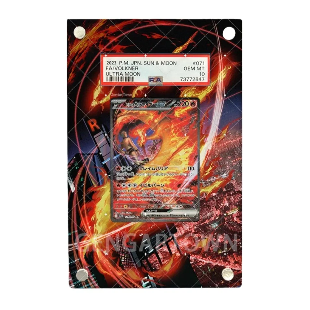 Voor Anime Pokemon Ptcg Nidoking Moltres Mewtwo Murkrow Meowth Houndoom Clamperl Acryl Beschermende Kaart Vitrine Ornament