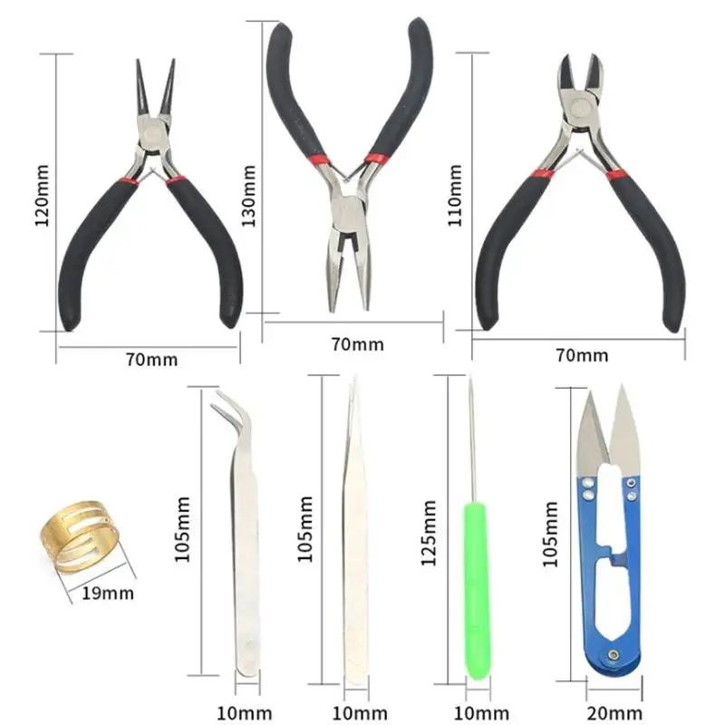 21pcs DIY Jewelry Making Kit Pliers Jewelry Tools Set Flat Nose Pliers Wire Cutter Pliers Rings Scissor Beading Needles Tweezer