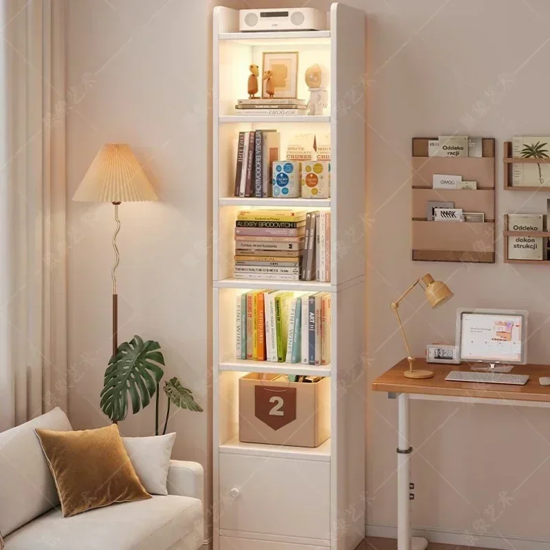 Household Goods Bookshelf Shelf Multi-layer Floor-to-ceiling Storage Display Cabinet Study Small Narrow Bookcase With Door