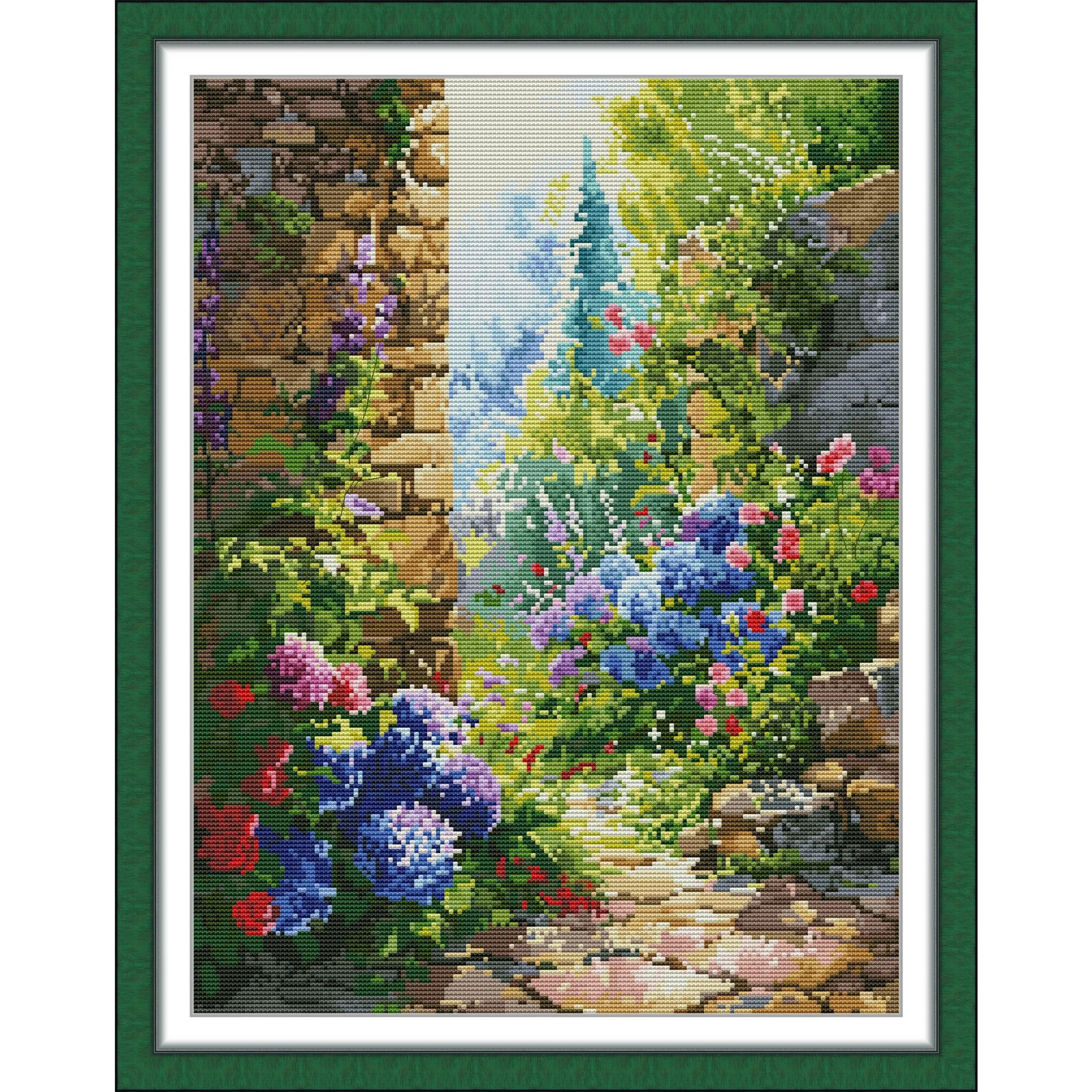 

Набор для вышивки крестом Joy Sunday с предварительной печатью, легкий узор, набор для вышивки из штампованной ткани Аиды, уголок сада 6,