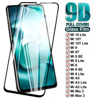 9D Protective Glass For Xiaomi Mi 10 9 8 10T Lite 9T Pro Tempered Glass For Mi 9 8 SE 5X 6 6X A3 A2 Lite Mi Max 2 3 Mix 2 3 Film