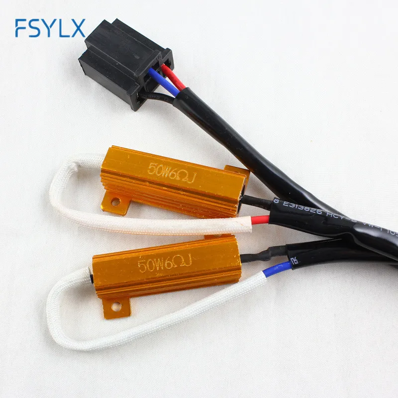 FSYLX 2pcs Error Free H4 50w 6ohm Dual Load Resistors For LED HID Conversion High/Low Beam Headlights Bi Xenon Kit DC 12V