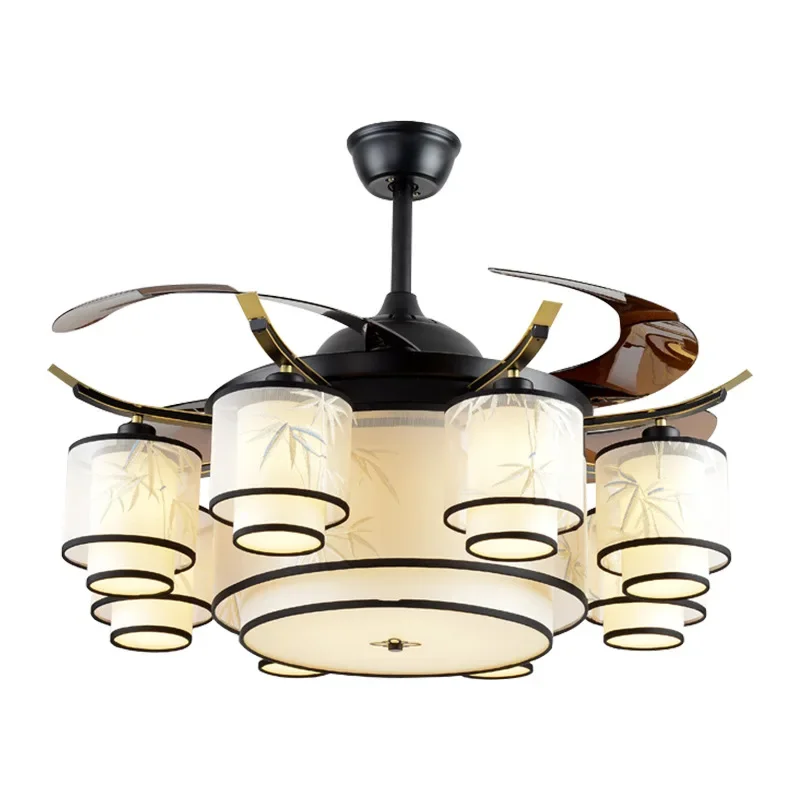 

New Chinese style, living room, all copper, ceiling fan light, Chinese style, invisible, dining room