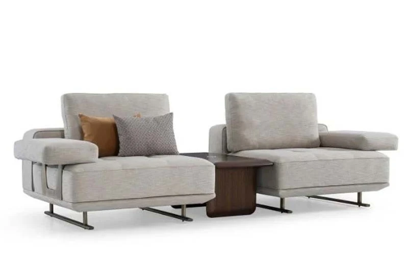 مجموعة أريكة فاخرة خفيفة من الفولاذ المقاوم للصدأ الإيطالي أثاث غرفة المعيشة الراقية أريكة ترفيهية بثلاثة مقاعد أريكة فاخرة #2