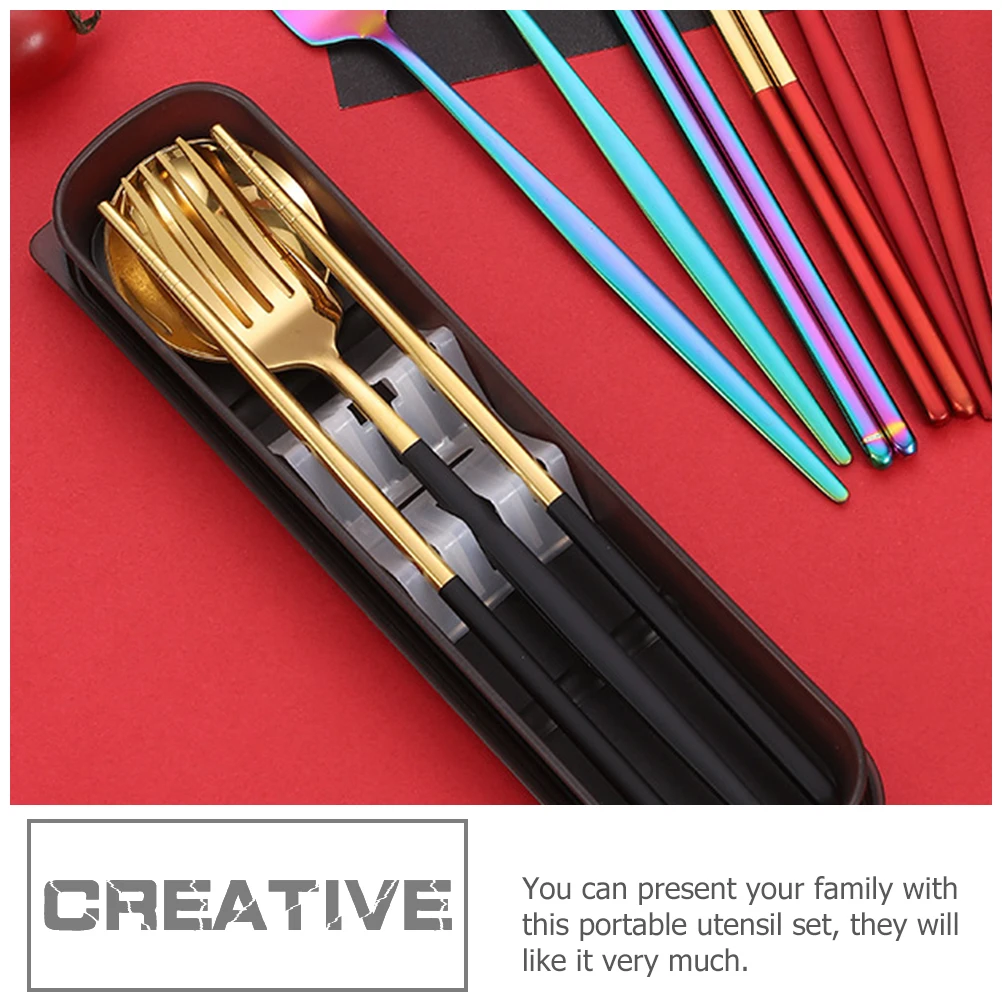 

Portable Cutlery Set Stainless Steel Tableware Fork Spoon Chopsticks Kit Camping Reusable Spoons Outdoor Travel