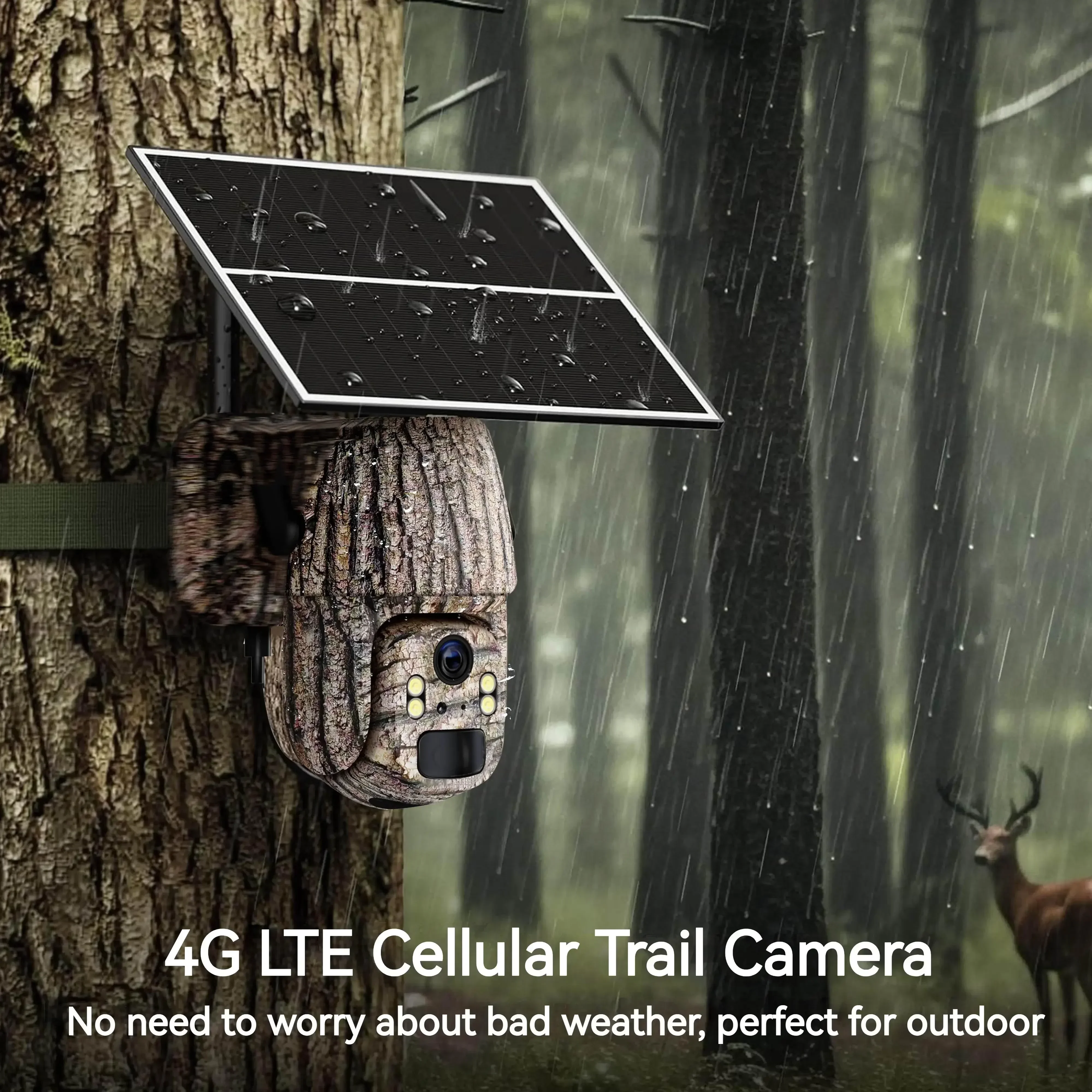 4G LTE Cellular Solar Surveillance Camouflage Security Camera – 2K HD Video 360° View,No WiFi, Remote APP Controlled,Waterproof,MotionActivated, NightVision, 4G Data Card Included