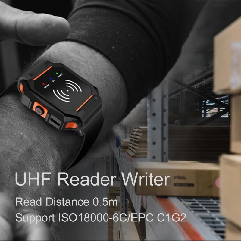 warehouse logistics RFID smart watch USB BT 5.1 type-C for IOS android APP NFC UHF RFID watch bracelets tag reader writer