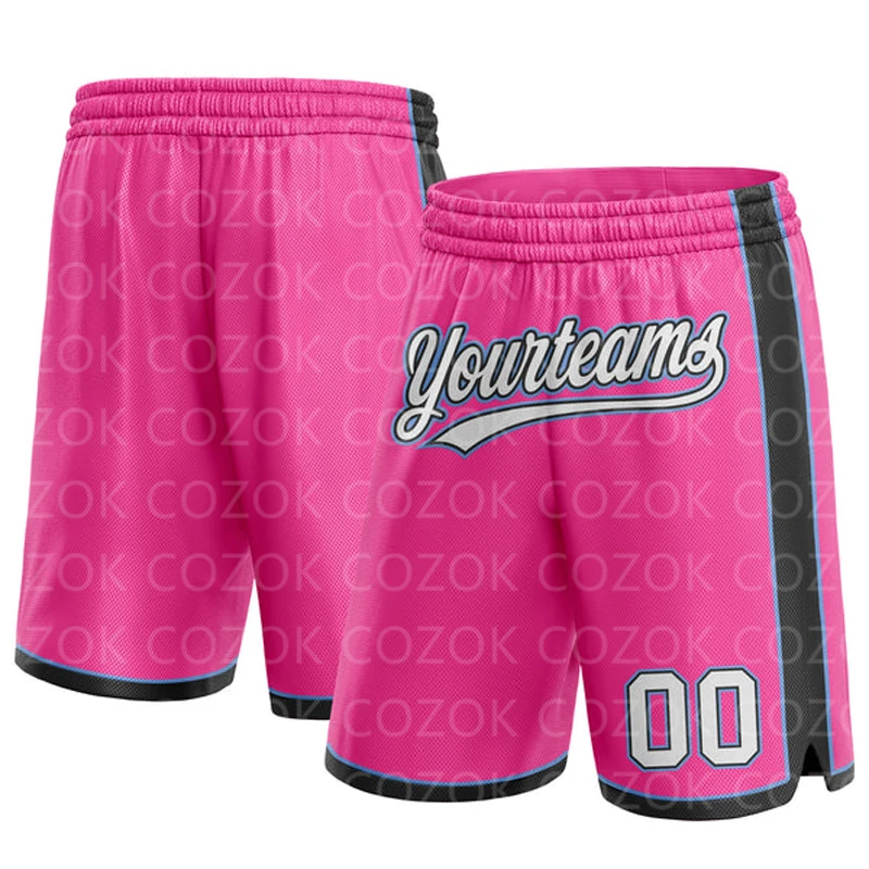 Custom Pink Authentic Basketball Shorts 3D Printed Men Shorts Name Mumber Quick Drying Beach Shorts