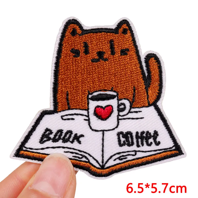 Coffee Cup/Animal Iron On Patches For Clothing Bottle Thermoadhesivepatches On Clothes DIY Embroidery Patch Sewing Stickers