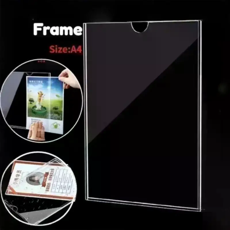 A4/A5 Clear Acrylic Wall Frame Wall Mount Sign Holder Certificate Frame Wall Picture Display Stand Single Double Layer Card Slo