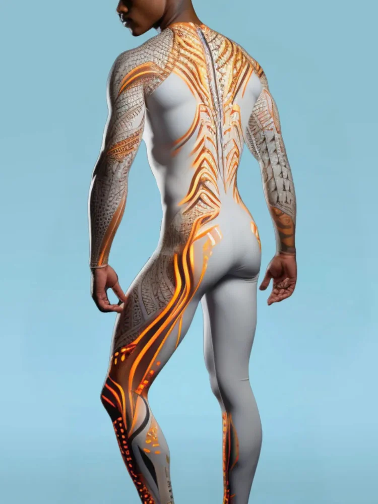 Halloween Smart Künstlerisches Kostüm Herren Technologie-Strumpfhose Karnevalsparty-Strumpfhose Bühnenauftritts-Jumpsuit Stretch-Bodysuit – Detail 15