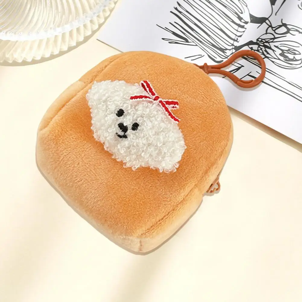 Keychain Bag Soft Fabric Plush Puppy Coin Purse with Clip Zipper Closure Mini Size Storage Pouch for Earphones for Changes