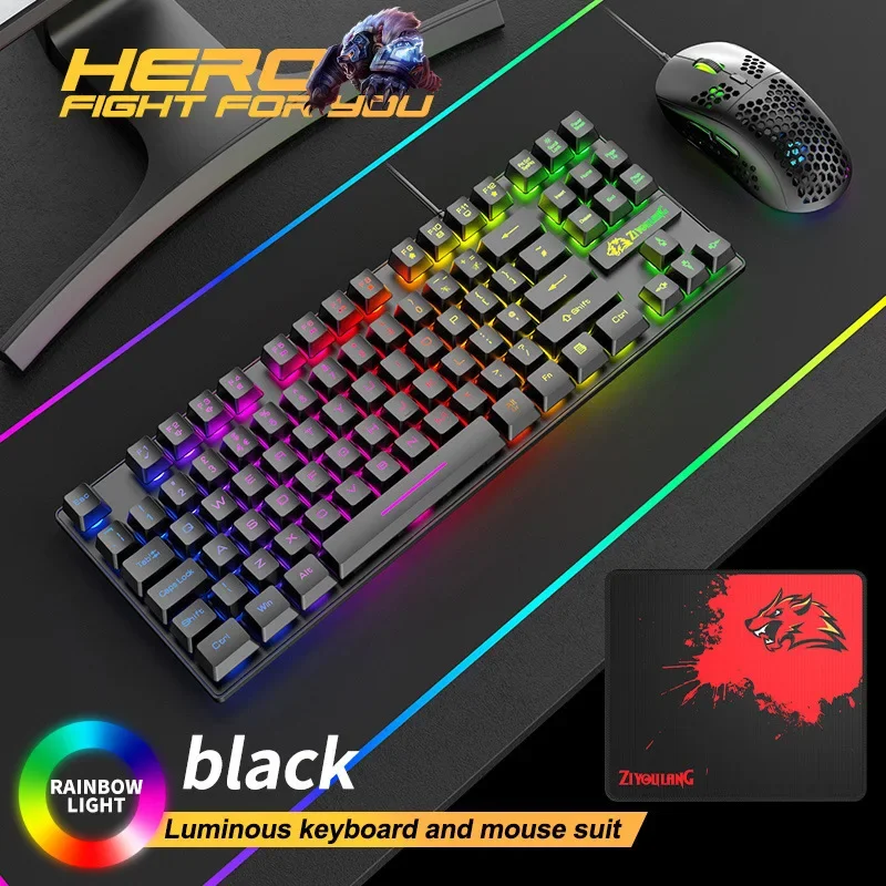 Mechanical feel Gaming Keyboard Mouse Combo For Laptop PC Gamer Computer Magic Ergonomic RGB Backlight Wire Keyboard Mouse Set