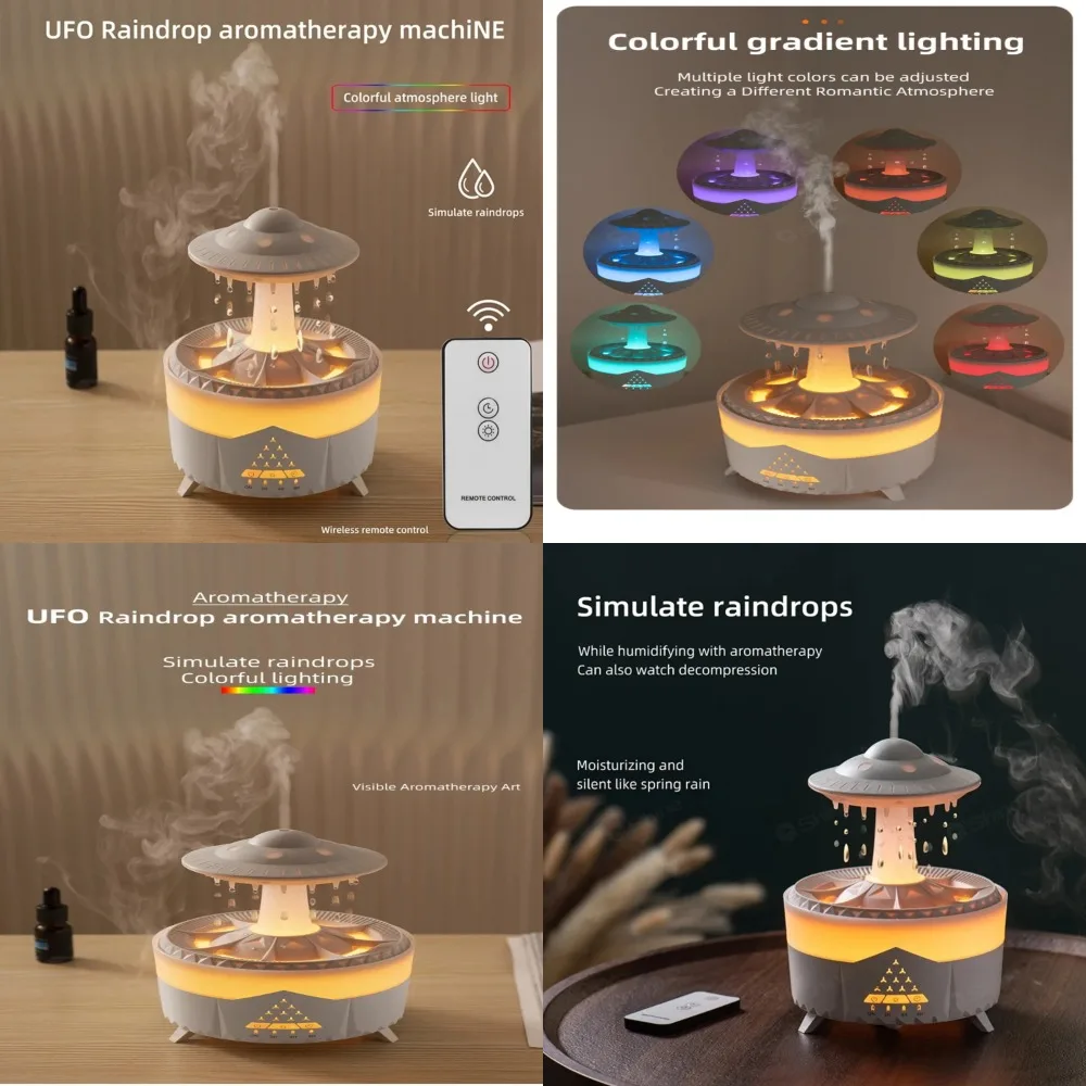 

Colorful Ultrasonic Atomization Aromatherapy Machine Raindrop Humidifier with Relax Cloud and LED Light - Perfect for Home or Of