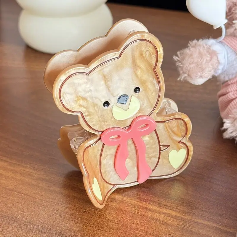 1 قطعة مشبك شعر الدب القطني اللطيف الجديد مع ملمس متقدم ، مشبك قبضة حمض الأسيتيك ، الجزء الخلفي من الرأس ، شعر ملفوف ، مشبك قبضة القرش