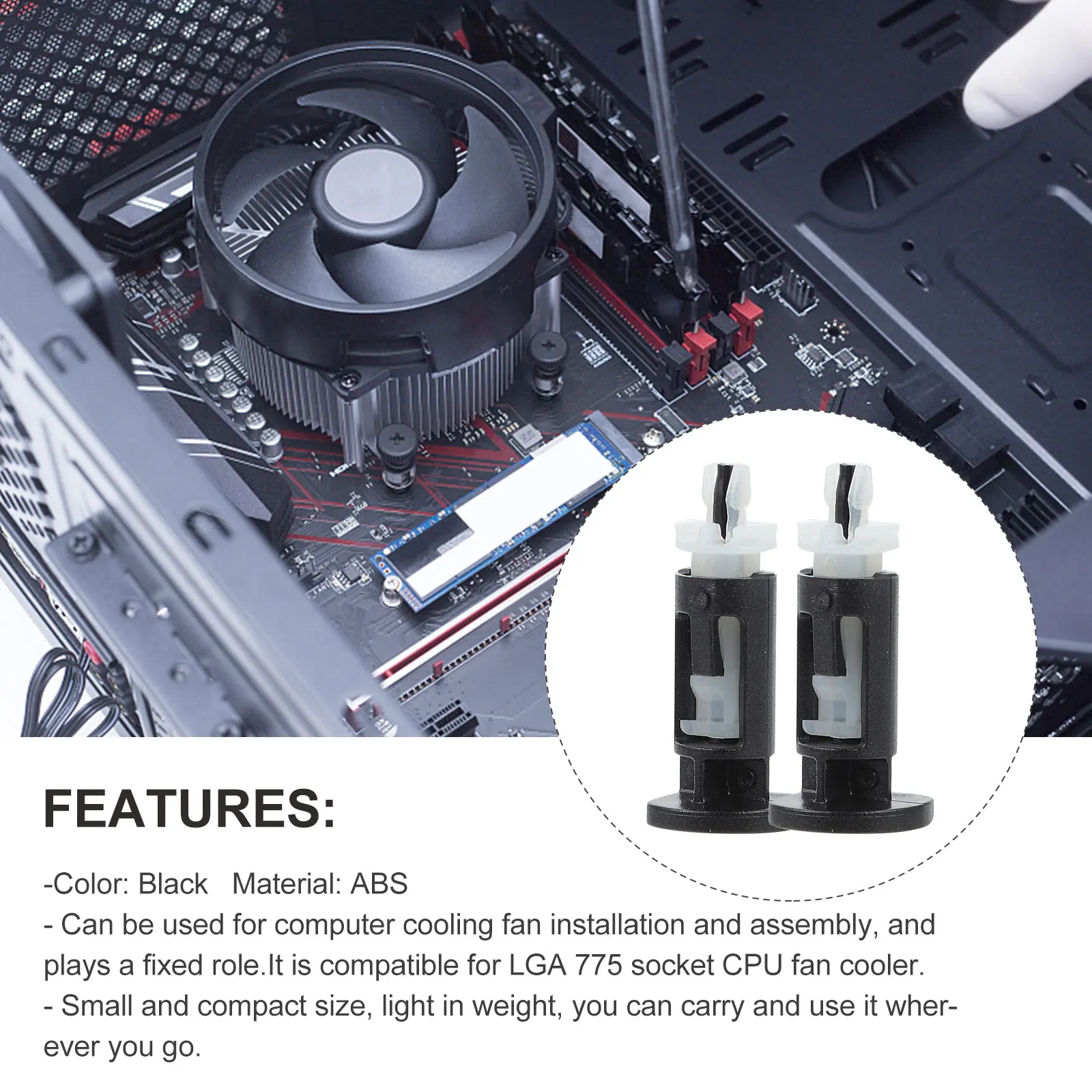 

Cpu Heatsink Fan Mounting Clip For Lga775 Push Screw Fastener Computer Accessory Lightweight Durable Plastic Mount Pin For
