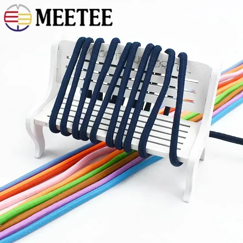 2/5/10Meters Meetee 5mm Colorful High-Elastic Rope Round Stretch Elastic Cord Rubber Band Headwear Belt Garment Sewing Accessory